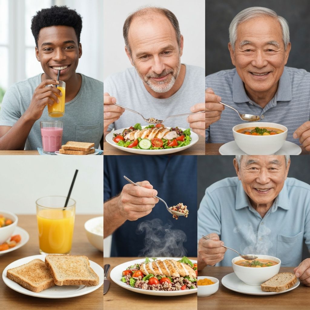 Men of different ages engaged in healthy activities and nutrition